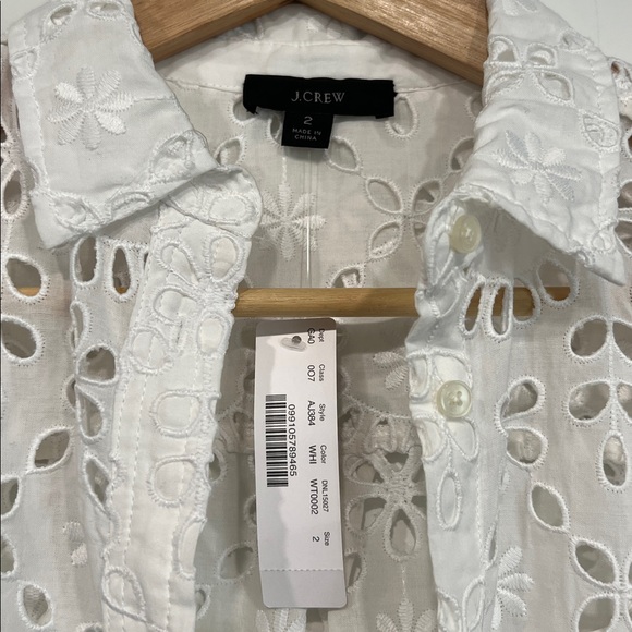 NEW J. Crew Eyelet Lace Button Down Shirt in White Size 2 - Picture 4 of 11